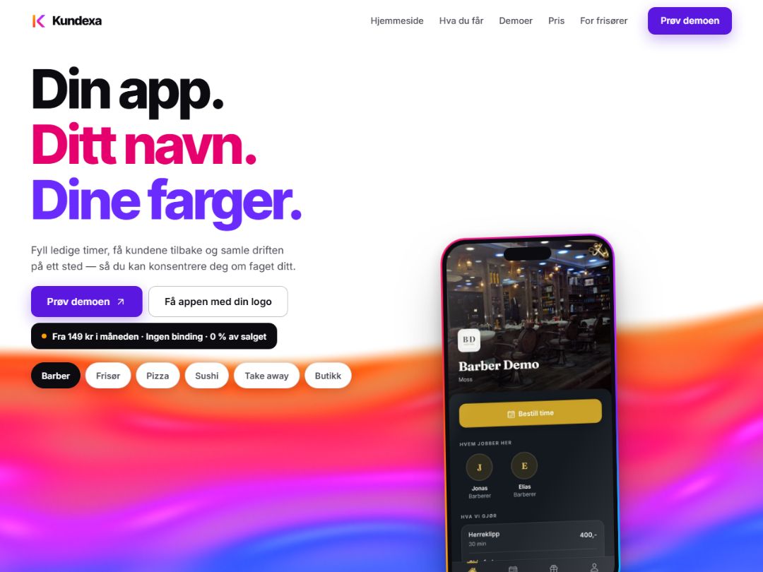 Kundexa — bedriftens egen app og nettside