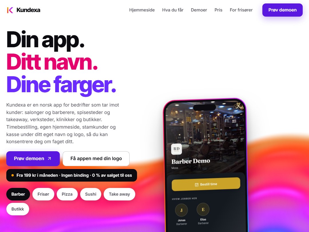 Kundexa — bedriftens egen app og nettside